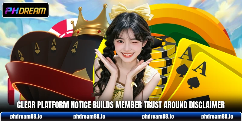 Clear platform notice builds member trust around disclaimer