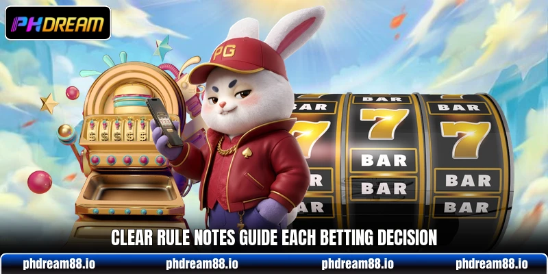 Clear rule notes guide each betting decision Clear rule notes guide each betting decision
