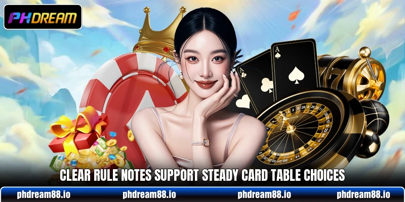 Clear rule notes support steady card table choices Clear rule notes support steady card table choices
