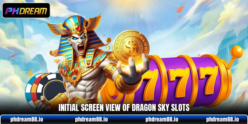 Initial screen view of Dragon Sky Slots Initial screen view of Dragon Sky Slots