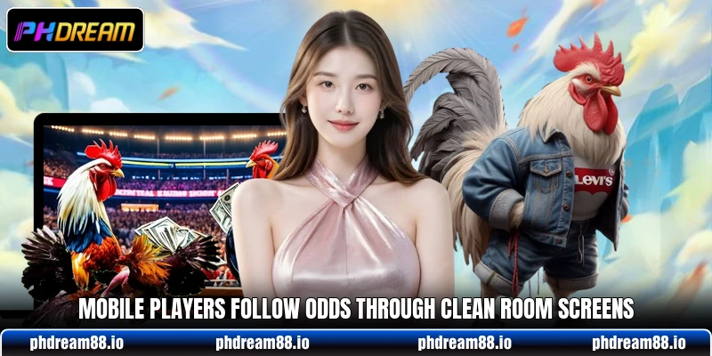 Mobile players follow odds through clean room screens Mobile players follow odds through clean room screens