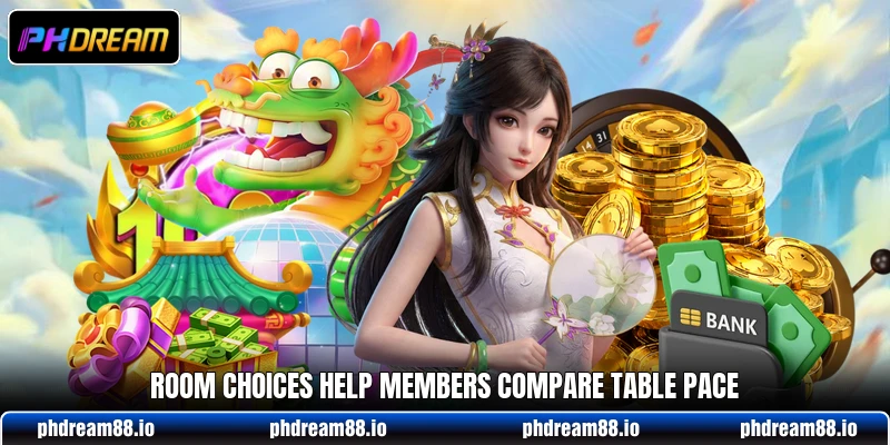 Room choices help members compare table pace